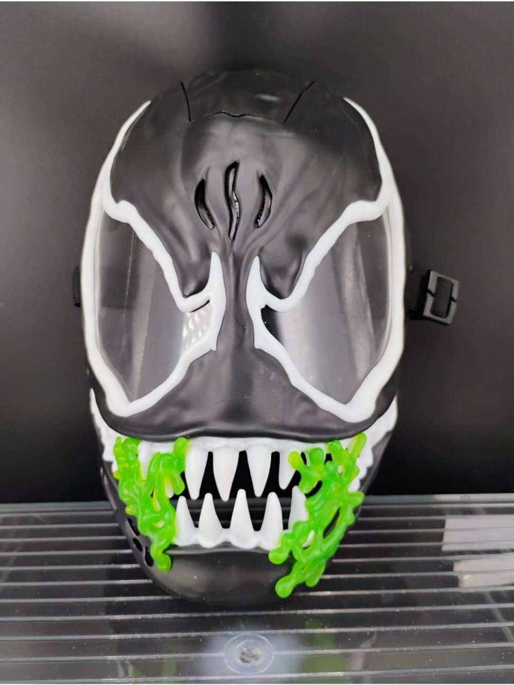 Scary Black Venom-Inspired Monster Mask With Adjustable Straps